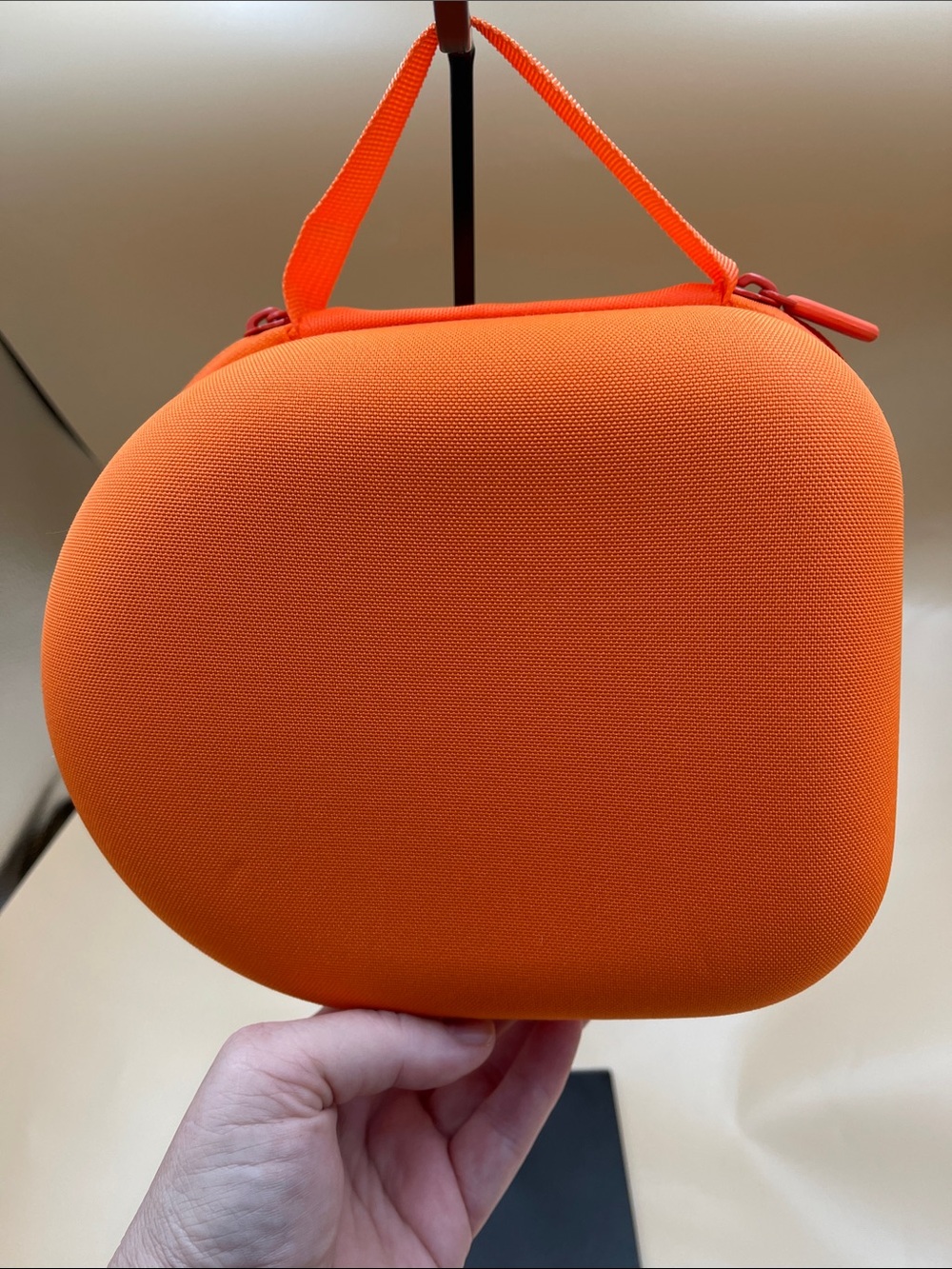 Vibrant Orange Structured Cosmetic Case with Top Handle